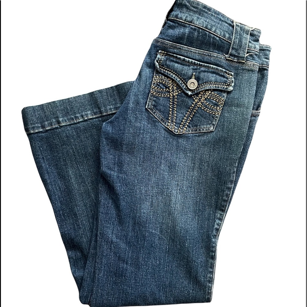 Cabelas Casuals Jeans Womens Size 10 Blue Bootcut W/ Stitched Design Pockets